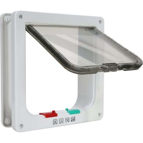 Chatière pour Chat,Magnétique Verrouillable 4 Modes pour Animaux Domestiques Chatons et Chatons Medium Blanc