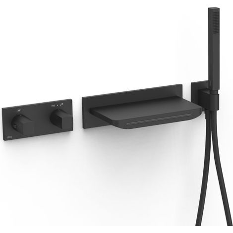 Kit robinet thermostatique encastré à 2 voies B-system pour douche Noir mat - TRES 30725207NM