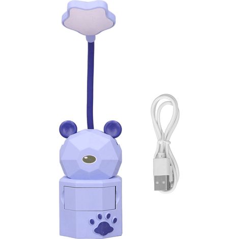 Lampe de bureau pour enfants, violette, col de cygne à 360°, protection des yeux, lumière chaude, ABS non toxique, lampe de lecture (1/5)