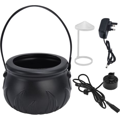 Machine à fumée Halloween Sorcière Pot Brume avec LED changeant de couleur, Accessoire fête AC100-240V Noir Flamme Prise UK