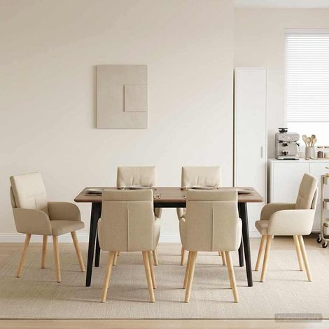 vidaXL Sillas de comedor 4 uds. Tela Crema 60 x 56 x 93 cm (1/5)