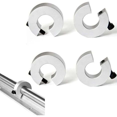 Lot de 4 butées de rail linéaire SBR SBR20 - Anneau de fixation pour rail linéaire SBR20 - 20 mm - Pour rail linéaire SBR20 - Pièces CNC - Outil de délimitation d'arbre - Anneau de fixation en alliage