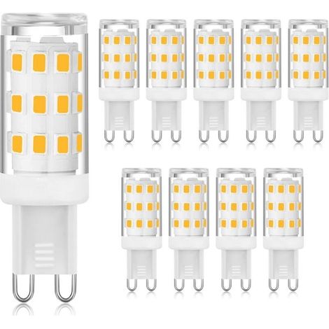 Ampoule LED G9 3000K blanc chaud 3W, ampoule LED à douille G9 à deux broches (équivalent halogène 40W), ampoules G9 à économie d'énergie pour lustre, pas de scintillement, non dimmable, 10 paquets (1/5)