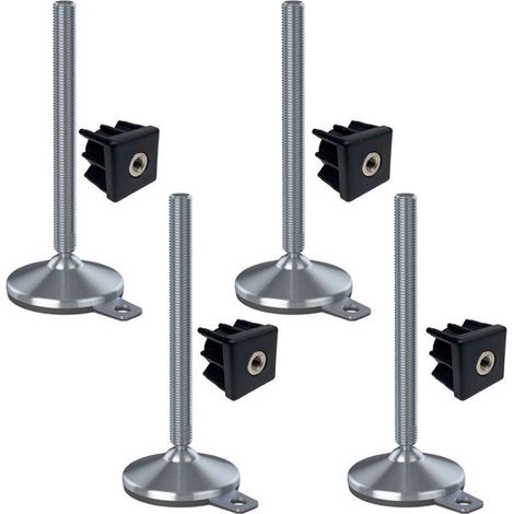 materiale cantiere piede inossidabile 20x230x105mm, foro pad e fissaggio degli inserti + 40x40x2.0mm - Set di 4