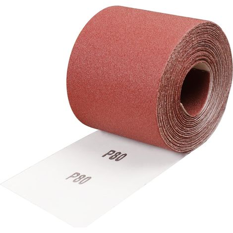 Rouleau de Papier Abrasif Grain 80, 93 mm x 10 m encollage résine synthétique de haute qualité et support papier renforcé, Ponçage Rouleau Abrasif pour Métal Bois, pour Ponceuses Vibrantes (1/5)