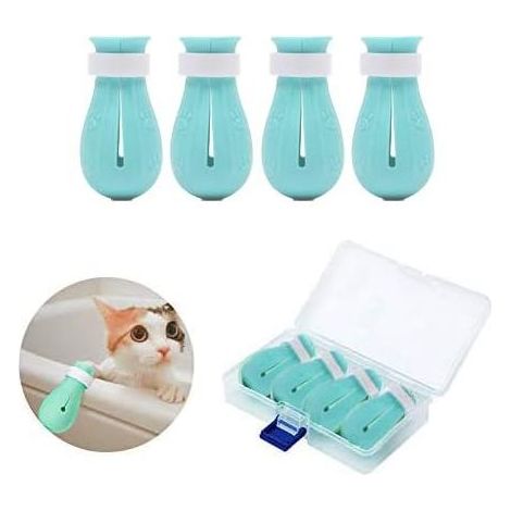 Chaussures anti-griffures pour chat en silicone souple, avec des trous respirants dans la semelle conviennent aussi bien au bain qu'au toilettage 4 paires par paquet.