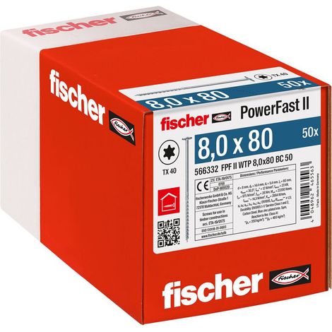 Fischer PowerFast II 566332 Vis 8 mm x 80 mm Acier galvanisé (1/5)