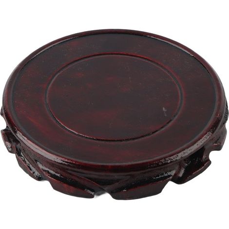 Multifunktionaler, runder Sockel aus geschnitztem Holz im Retro-Stil, eleganter Präsentationsständer für Wohnaccessoires und Geschenke, Innendurchmesser 13 cm, Höhe 2,5 cm (1/5)