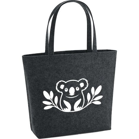 Huuraa Felt Shopper Koala Silhouette 22 litres Charcoal Melange Sac en Feutre Idée Cadeau (1/5)