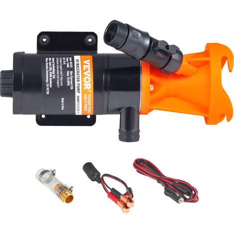 VEVOR Bomba Maceradora Para Vehículos Recreativos 12 V 45 L/Min de Liberación Rápida, con Válvula de Conexión Rápida Extraíble, Abrazadera de Manguera y Cable de Alimentación para Aguas Residuales (1/5)