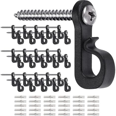 Lot de 45 crochets de suspension pour guirlandes lumineuses extérieures, crochets pour guirlandes de Noël avec vis, crochets d’éclairage intérieurs et extérieurs pour suspendre des guirlandes