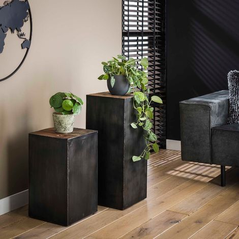 Colonne pour fleurs en bois et métal Hauteur 50cm TARA (1/4)