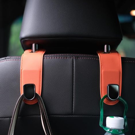 Lot de 2 crochets, cuir synthétique, rotation 360 degrés, support sac, universel voiture