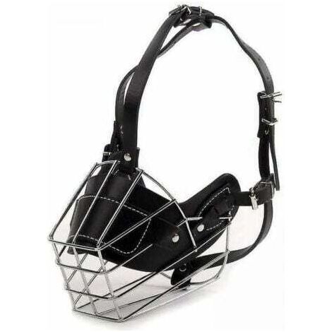 1pc noir Muselière en cuir Super Metal pour petit chien (1/3)