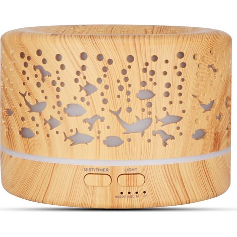 Diffusori di oli essenziali da 500 ml, umidificatore elettrico per aromaterapia a ultrasuoni con luce LED a 7 colori, ottima scelta come regalo per Natale (1/5)