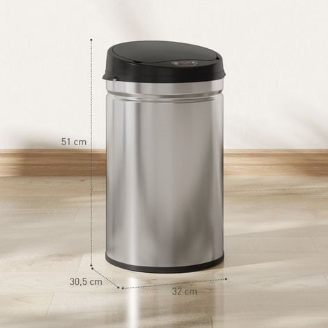Poubelle intelligente 30L avec capteur infrarouge, ouverture automatique et couvercle à fermeture silencieuse, en inox brossé, sans contact, idéale pour cuisine moderne et hygiénique. (1/5)