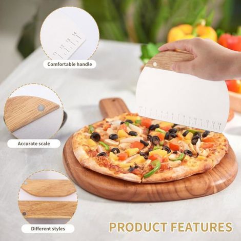 Corne Patisserie, 2 Pièces Coupe Pate Boulangerie, Spatule Patisserie Lissage avec Poignée en Bois Idéal pour Couper la Pâte (1/5)