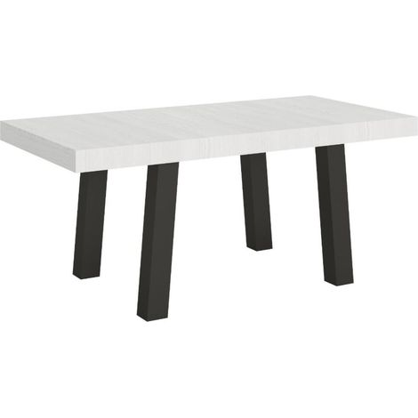 Table extensible 6 à 14 places L 180 à 284cm blanc et pieds métal anthracite Bidy (1/5)