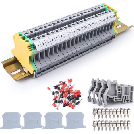 Kit Bornier Rail DIN UK-2.5B, Bornier Universel en Acier Kit de bornier pour rail DIN UK-2.5B en acier, solution de connexion électrique pour armoires et installations industrielles (1/5)