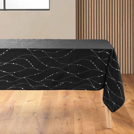 Nappe rectangle 140 x 240 cm microfibre imprimee metal. firmament Noir/argent (1/5)