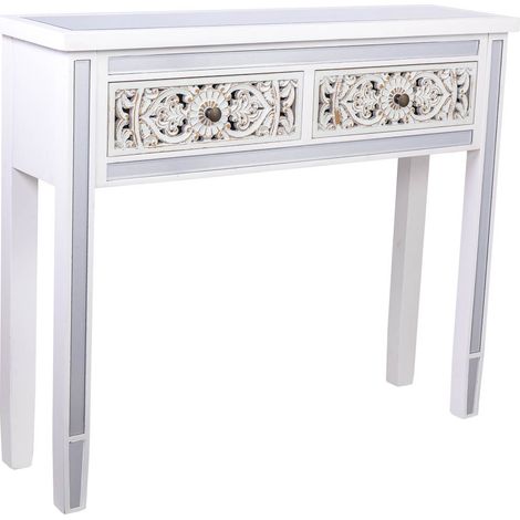 Recibidor de madera y cristal de 2 cajones 95x26x80 (1/5)
