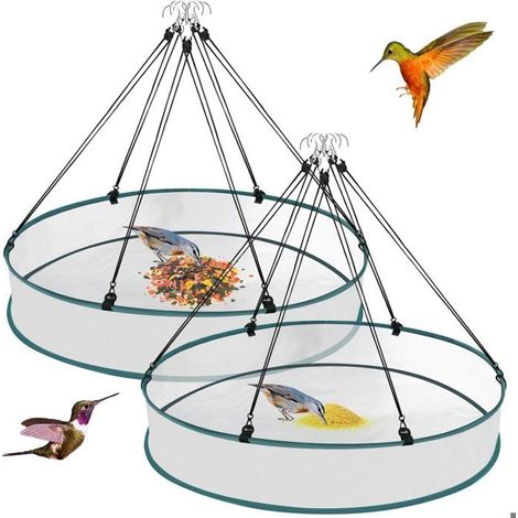 Lot de 2 mangeoires rondes en maille pour oiseaux Pour oiseaux Réduit les déchets de graines Décoration jardin d'extérieur 6110cm (1/5)