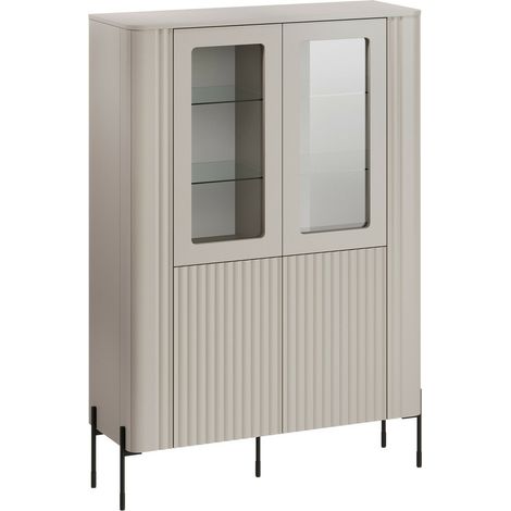 Étagère Nobilitas, Cachemire, Avec des portes, Fermé, Stratifié, Verre trempé, MDF, Le nombre de portes: 0, Nombre de tiroirs: 0, 160x110x40cm (1/5)