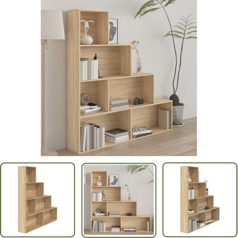 The Living Store Bücherregal/Raumteiler Sonoma-Eiche 155x24x160 cm Holzwerkstoff - Bücherregal - Regal - Holzregal - Raumteiler - Eiche Möbel (1/5)