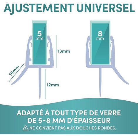 Joint de porte de douche 44 cm Joint en caoutchouc extra épais pour installation d'étanchéité en verre de 5-8 mm (1/5)