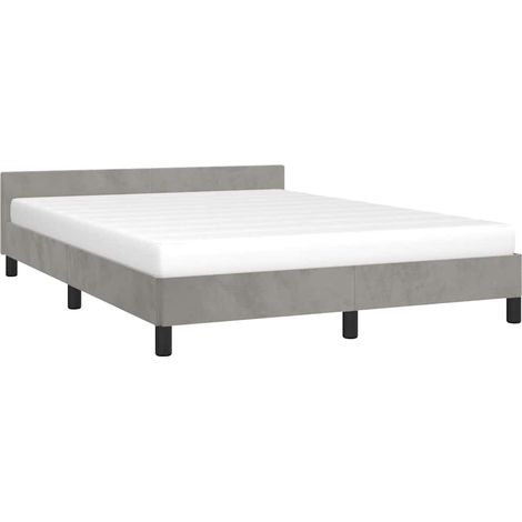 Bed Frame without Mattress Light Grey 135x190cm Double Velvet vidaXL (1/4)