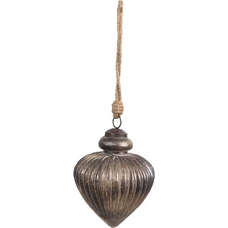 Boule de Noël en Verre pour Décoration de Sapin et Fêtes Gris Marron 8 x 10 cm - PANGIVO