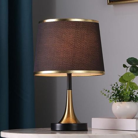 Lampe de chevet avec interrupteur à câble, douille E27, abat-jour en tissu, lampe de bureau, lampe de table, lampe de chevet chambre, lampe chevet (C) (1/5)