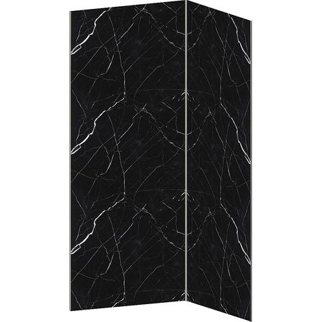 Lot de 2 panneaux muraux de douche effet marbre en aluminium avec profilés - L90 x L120 x H210 cm - ENEKO (1/3)