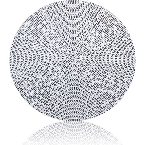 Dessous de verre ronds de 38 cm de diamètre, en PVC écologique, antidérapants, résistants à l'usure et isolants thermiques, couleur argent. (1/5)