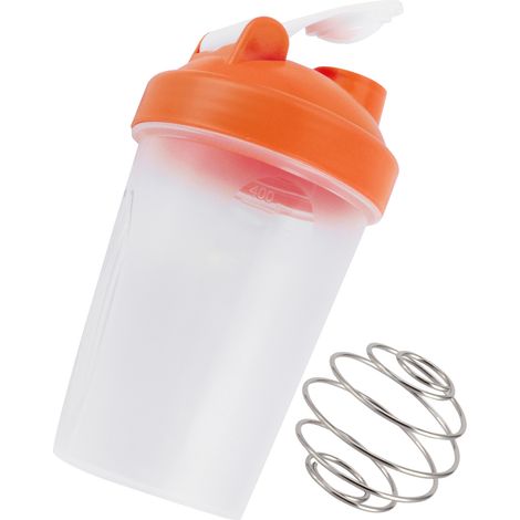 Bouteille shaker 400ml en plastique sans BPA, gourde protéinée fitness, gobelet sport orange (1/5)