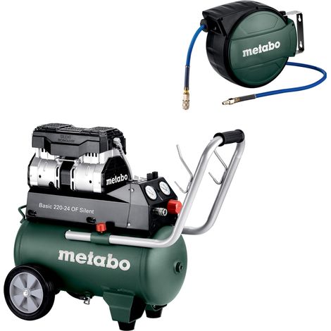 Metabo Basic 220-24 OF Silent Kompressor 1,1kW, 8bar, 24L & Schlauchaufroller (1/5)