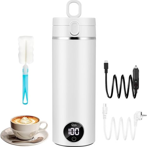 Bouilloire de Voyage, 450ml Mini Bouilloire Electrique, 6 Niveaux de Réglage de la Température Petite Bouilloire Electrique, Fermeture Automatique Chauffe Eau Portable pour Café, Lait, Thé Voitu (1/5)