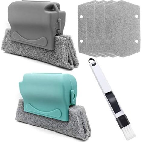 ZOLGINAH Paquet de 2 brosses de nettoyage Creative Gap Groove avec 4 pièces de chiffon de nettoyage de rechange et 1 brosses de nettoyage de pelle multifonctions, outils de nettoyage de crevasses pour
