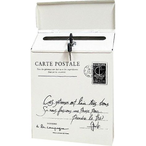 Boîte aux lettres murale rétro en fer forgé style vintage blanche. Idéale pour la maison ou le bureau. (1/3)