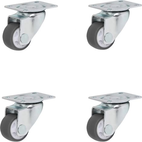 4 Roulettes Noires 25mm Sans Frein, Pour meubles transport (1/5)