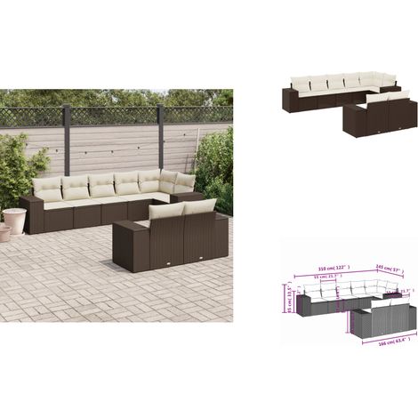 8-tlg. Garten-Sofagarnitur mit Kissen Braun Poly Rattan - Garten Sofagarnitur - Garten Sofagarnituren - Outdoor Sofagarnitur - Sofagarnitur Terrasse (1/3)