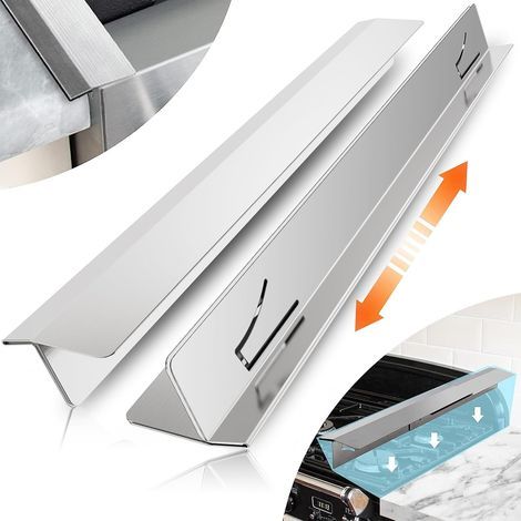 Lot de 2 couvre joints en acier inoxydable pour comptoir de cuisine,kit de garniture de plaque de cuisson,protections de four,résistants à la chaleur et protègent efficacement l'espace de la (1/5)