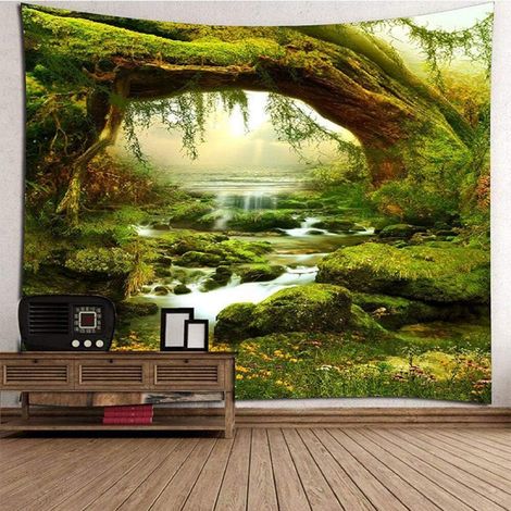 (200 x 150 mm) Wandteppich – Psychedelischer Wald – Klares Sonnenlicht