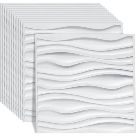 Pannello murale 3D da dipingere - confezione da 3 m² - lotto di 12 pezzi - 0,5x0,5 m - Bianco (1/4)