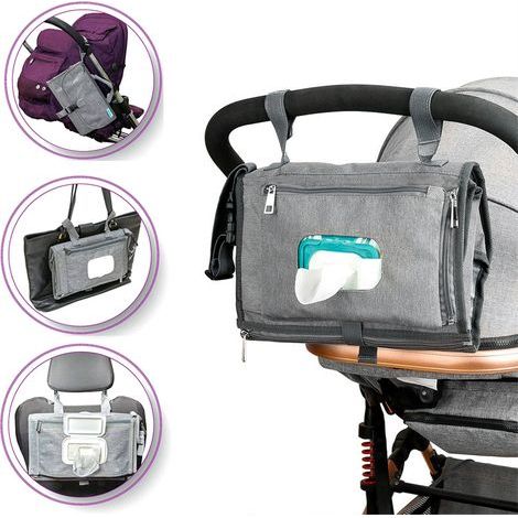 Tragbare Wickelunterlage – Reisetasche für Wickelunterlage mit Tasche für Feuchttücher. (1/5)