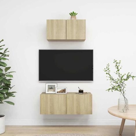 vidaXL Juego de muebles de salón 2 piezas roble Sonoma (1/5)