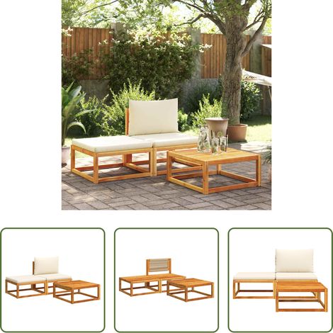Canapé extérieur - Ensemble de canapés de jardin 3 pièces avec coussins, bois d'acacia et corde, (1/5)