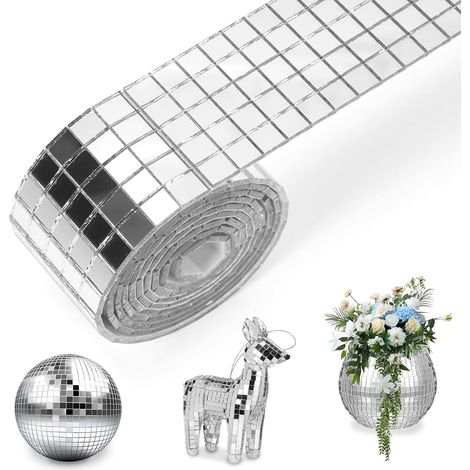 Lot de 7 000 mini miroirs autocollants mosaïque carrés - 5 x 5 mm - Mini pierres de mosaïque - Pour salle de bain, cuisine, salon (1/5)