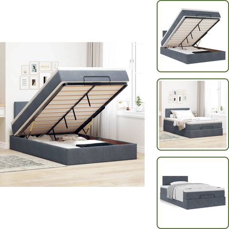 Letto con testiera - vidaXL Struttura Letto Pouf con Materasso 120x200 cm Velluto - Materasso con supporto personalizzato