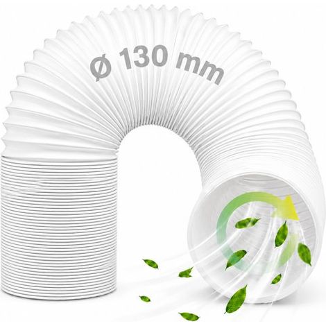 Tuyau de ventilation 130 mm – 2 mètres – Pour climatiseur mobile, sèche-linge et hotte – Flexible et résistant – Blanc (1/5)